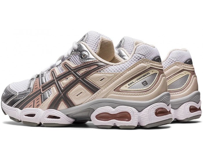 Asics Gel Nimbus 9 White Oatmeal белые с розовым